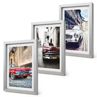 3-piece wall art set featuring classic cars on city streets in multicolored designs