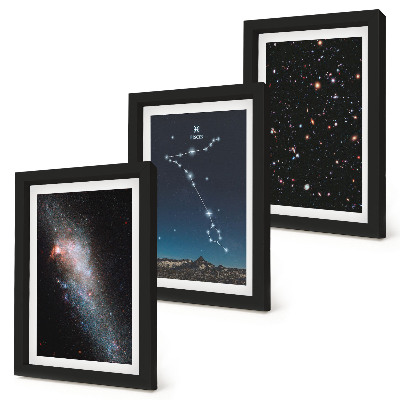 Photo frame wall Space landscapes with the constellation Pisces and galaxies