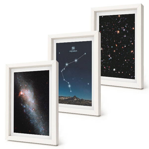 Framed triptych Galaxy space zodiac sign Aquarius