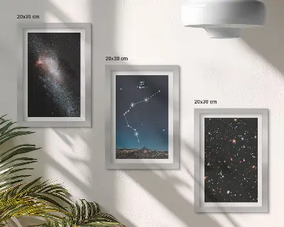 Galaxy space zodiac sign Aquarius framed triptych
