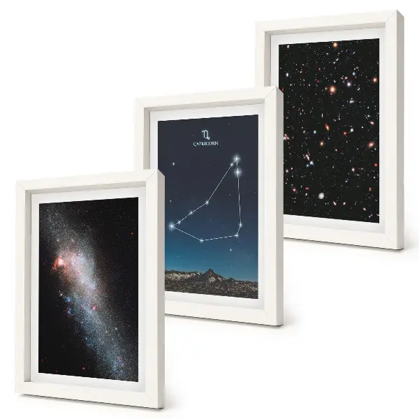 Photo frame wall gallery with Capricorn constellation galaxy and stars design