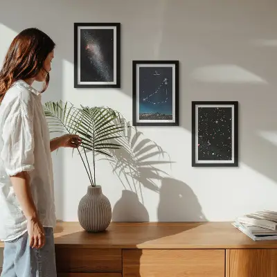 Photo frame wall gallery with Capricorn constellation galaxy and stars design
