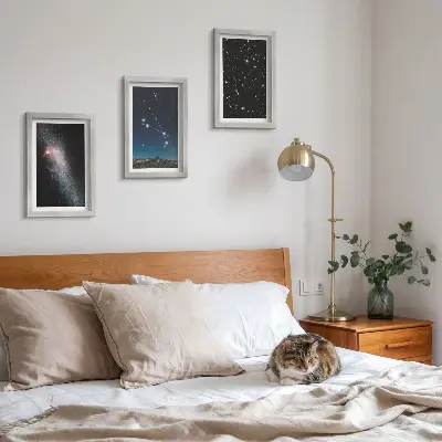 3-piece wall art set featuring cosmic landscapes of galaxies and the Aries zodiac constellation