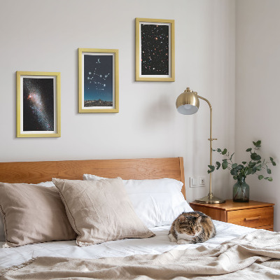 Framed triptych Gemini zodiac sign galaxy space stars