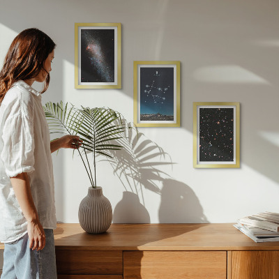 Framed triptych Gemini zodiac sign galaxy space stars