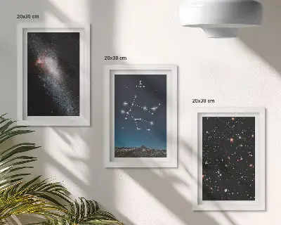 Gemini zodiac sign galaxy space stars framed triptych