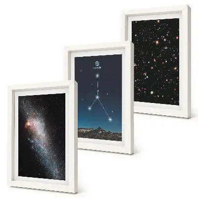 3-piece wall art set featuring a galaxy with the Cancer constellation and stars