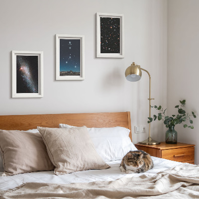 3-piece wall art set Space with the Cancer constellation galaxy and stars