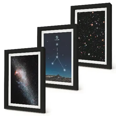 3-piece wall art set featuring a galaxy with the Cancer constellation and stars
