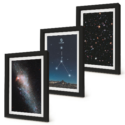 3-piece wall art set Space with the Cancer constellation galaxy and stars