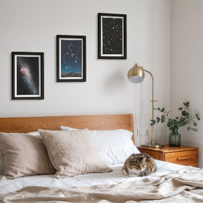 Framed triptych Galaxies, constellations, and space zodiac sign Sagittarius