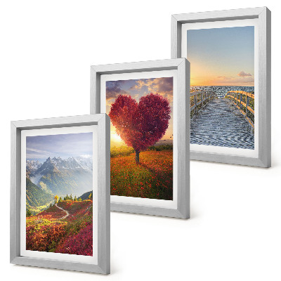 Photo frame wall Mountain landscapes heart-shaped tree pier