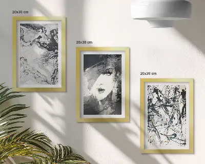 Framed triptych Abstract patterns in shades of black and white
