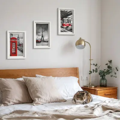 Photo frame wall kit iconic cities of London and Paris with rail transport