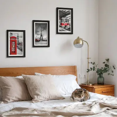 Photo frame wall kit iconic cities of London and Paris with rail transport