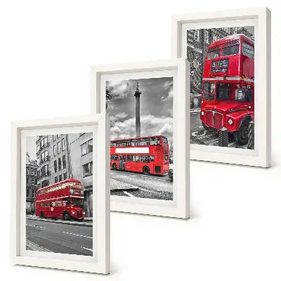 3-piece wall art set featuring London's urban landscape with red buses