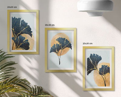 Photo frame wall Aesthetic ginkgo leaves on a light background
