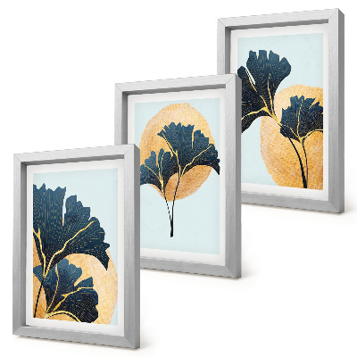 Photo frame wall Aesthetic ginkgo leaves on a light background