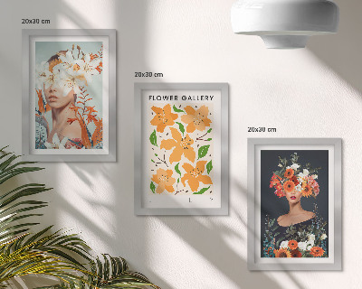 3-piece wall art set Floral portraits with colorful bouquets and leaves