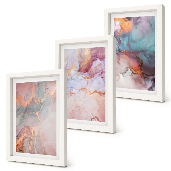3-piece wall art set Abstract patterns in pastel colors with accents