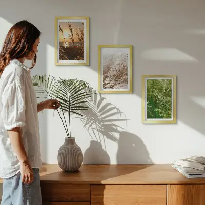Colorful nature grass triptych framed wall art set