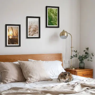 Colorful nature grass triptych framed wall art set