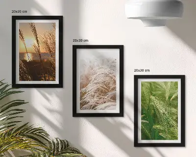 Colorful nature grass triptych framed wall art set