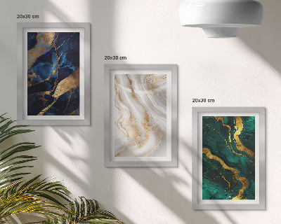 3-piece wall art set Abstract patterns in shades of blue and green