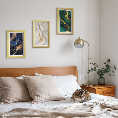 3-piece wall art set Abstract patterns in shades of blue and green