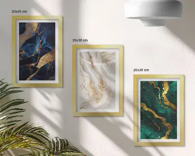 3-piece wall art set with abstract patterns in shades of blue and green