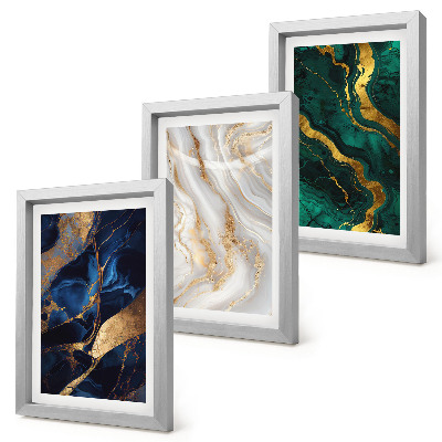 3-piece wall art set Abstract patterns in shades of blue and green
