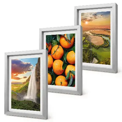 Waterfall mountain oranges Italian landscape with sunset framed triptych