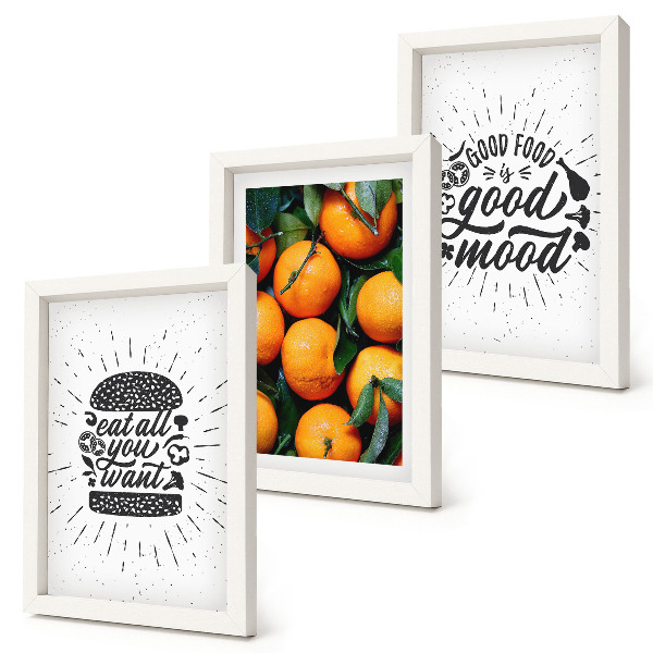3-piece wall art set Kitchen motifs and juicy oranges
