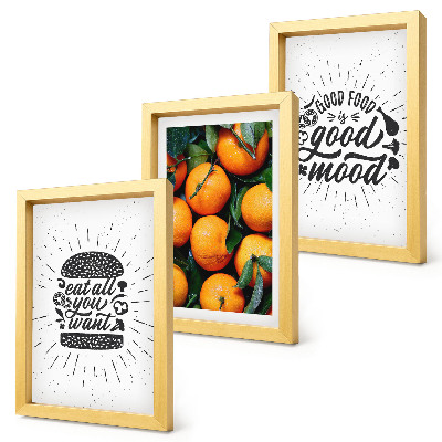 3-piece wall art set Kitchen motifs and juicy oranges