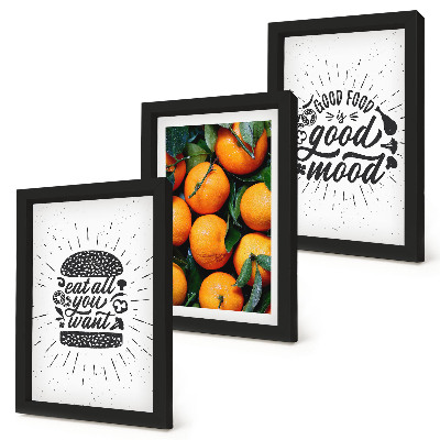 3-piece wall art set Kitchen motifs and juicy oranges
