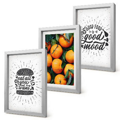 3-piece wall art set Kitchen motifs and juicy oranges