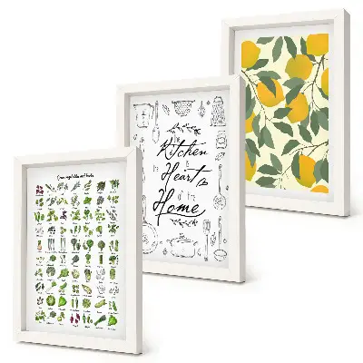 Photo frame wall with herbs and lemon kitchen decor
