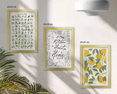 Photo frame wall with herbs and lemon kitchen decor
