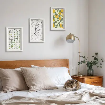 Photo frame wall with herbs and lemon kitchen decor