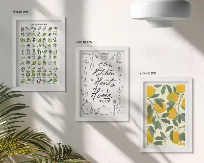 Photo frame wall with herbs and lemon kitchen decor