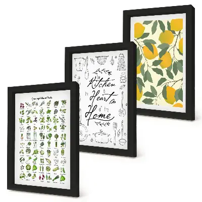 Photo frame wall with herbs and lemon kitchen decor