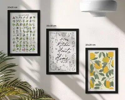 Photo frame wall with herbs and lemon kitchen decor