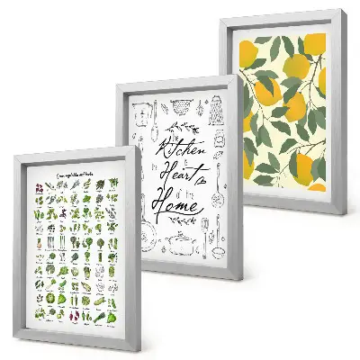 Photo frame wall with herbs and lemon kitchen decor