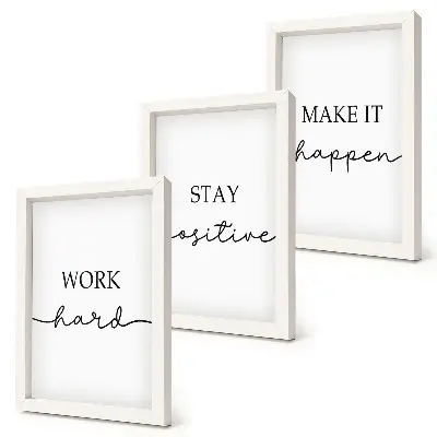 Minimalist motivational quote framed triptych set of inspirational wall art