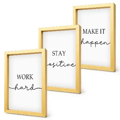 Minimalist motivational quote framed triptych set of inspirational wall art