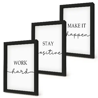 Minimalist motivational quote framed triptych set of inspirational wall art