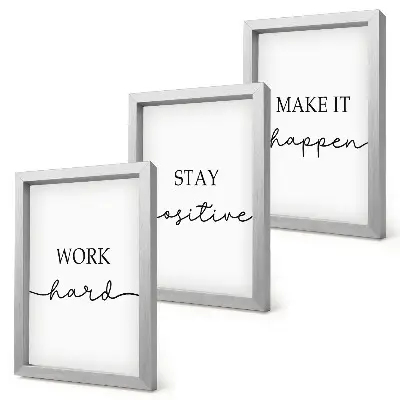 Minimalist motivational quote framed triptych set of inspirational wall art