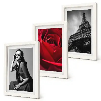 Photo frame wall Parisian woman with rose glasses and the Eiffel Tower
