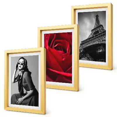 Photo frame wall Parisian woman with rose glasses and the Eiffel Tower