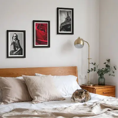 Photo frame wall Parisian woman with rose glasses and the Eiffel Tower